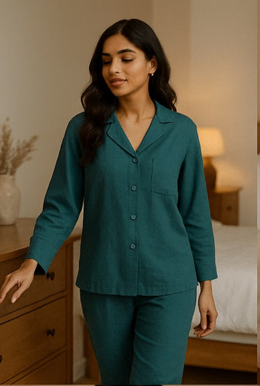 Solid Teal Linen